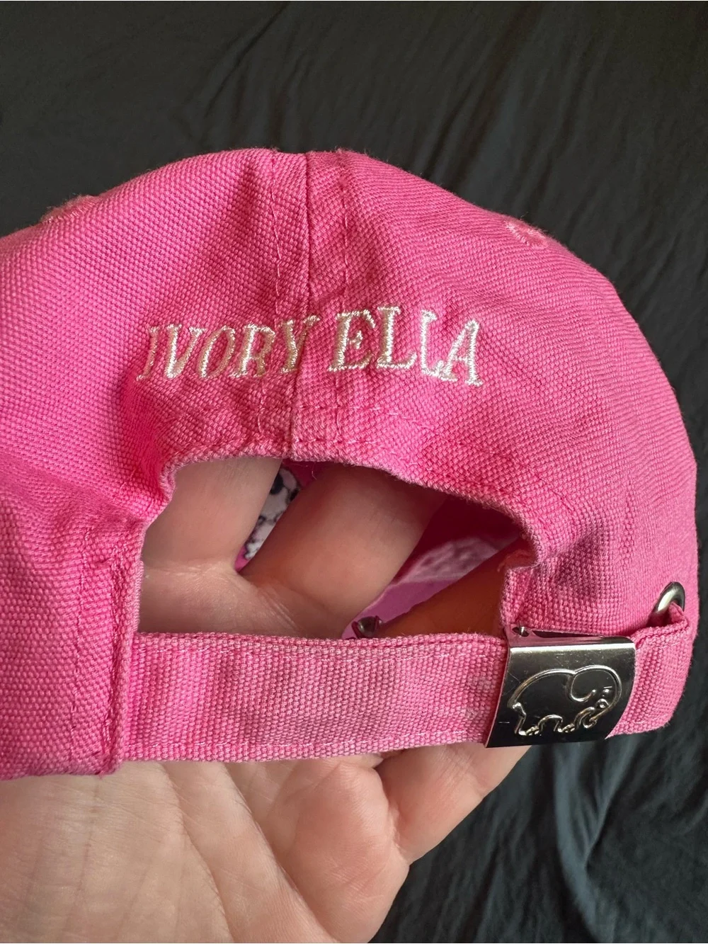 Pink Snoopy Embroidered Baseball Cap Ivory Ella